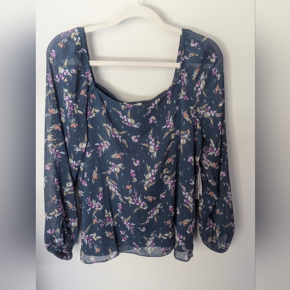 Stitch Fix New With Tags Nine Britton Navy Floral Blouse M